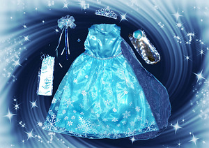 Frozen Elsa uus komplekt- kleit+aksessuarid (104-110) (1 foto / 10)