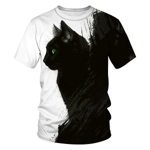 Must kiisuke uus 3D printiga T-särk ( L/XL) (4 foto / 5)