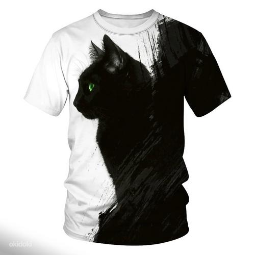 Черная кошечка новая футболка с 3D принтом, L/XL (фото #4)