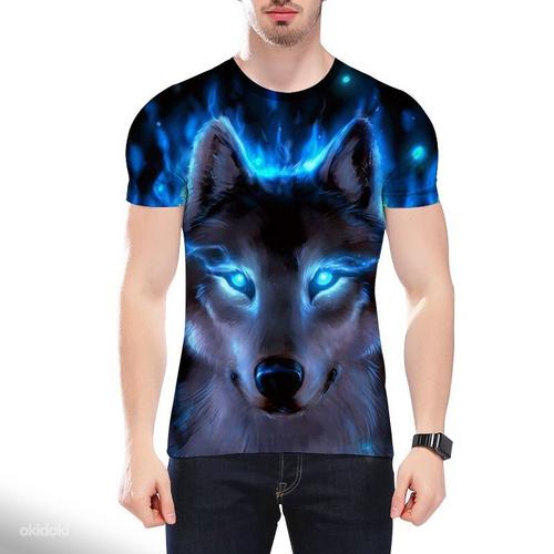 Новая мужская футболка с 3D принтом Волк (L) (фото #2)