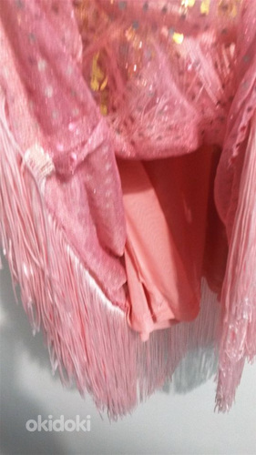 Праздничное розовое диско-платье с пайетками (L) (фото #6)