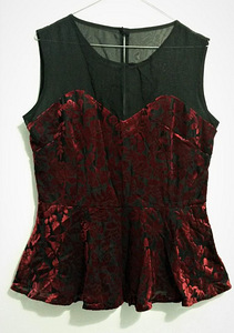 Pidulik sametine must-bordoo peplum veniv top-pluus (40-42) (8 foto / 9)