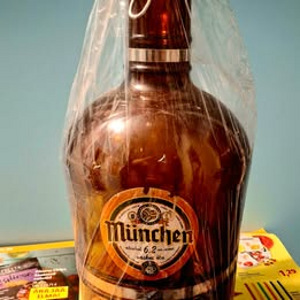 Suur vintage öllekann-öllepudel (klaas-metall),3 L (8 foto / 10)