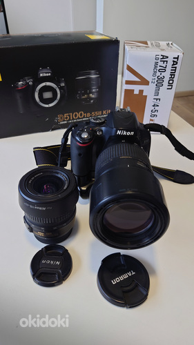 Nikon 5100, 70-300mm, 18-55mm, akutald.
