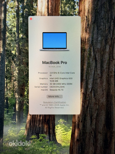 MacBook Pro 15-inch 2018 - i9, 32GB, 256GB