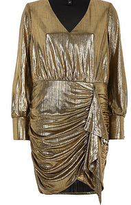 Платье River Island New Golden с эффектом металлик