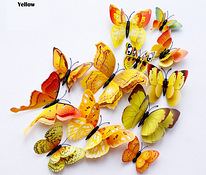 3D украшения разноцветные бабочки на магнитах набор 12 шт.