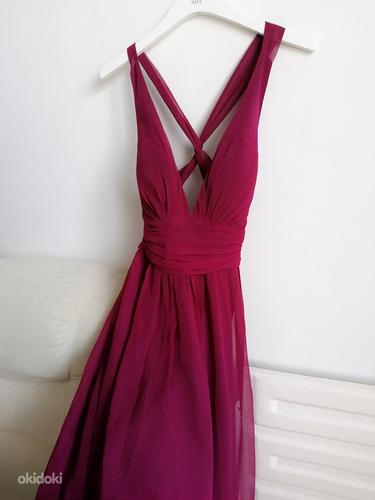 Праздничное воздушное макси-платье вишнево-красного цвета, красное платье в стиле кантри, X (фото #3)