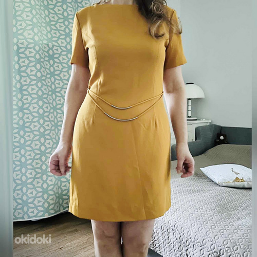 Высококачественное желтое винтажное платье, S (фото #1)