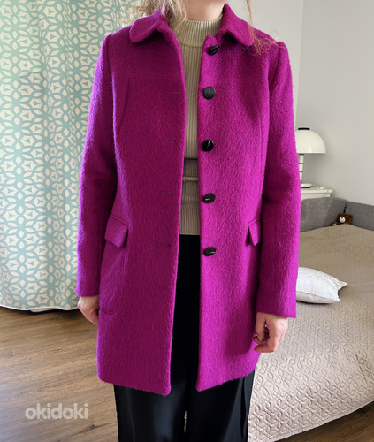 Новое пальто из шерсти фуксия, куртка, 38/М (фото #1)