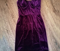 Бордово-фиолетовое вечернее бархатное платье, приталенное платье-бюстье