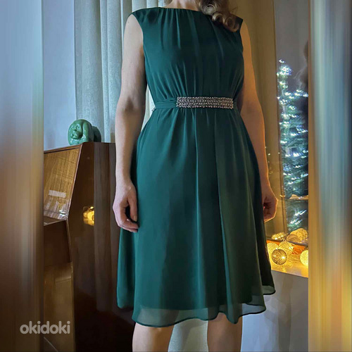 UUS Esprit tumeroheline pidulik sädeleva vööga kleit, M/38 (foto #1)