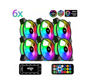 6x ARGB LED 120mm fan fan set with remote control AIGO (1 фото из 9)