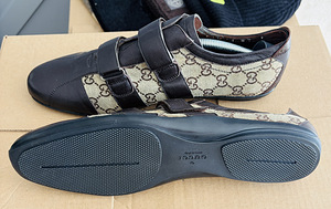 Кроссовки Gucci коричневые с монограммой GG 43 (2 фото из 3)
