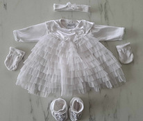 Белое детское платье/подгузники 62