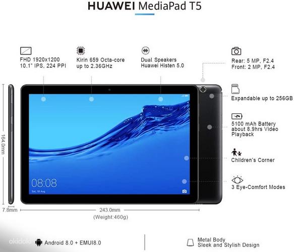 10" tahvelarvuti Huawei MediaPad T5 16GB, 4G FHD - garantii (foto #2)