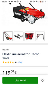 Elektriaeraator Hecht 1420 2 in 1 muruplatsile. (2 foto / 2)