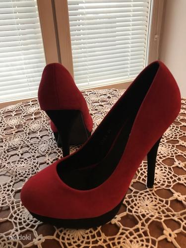 Женские бархатные красно-черные туфли №38 (фото #2)