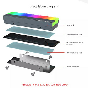 Coolmoon ARGB M.2 2280 SSD heatsink + MOLEX RGB controller (3 foto / 5)