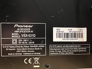 Ressiiver Pioneer VSX-531D 5.1 | 4K HDR | 4xHDMI (5 foto / 5)