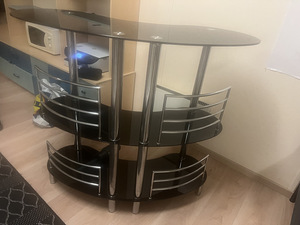 Stiilne klaasist baarilaud / abilauad riiulitega (4 foto / 5)