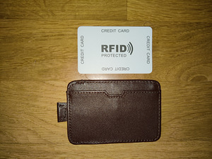 Картхолдер RFID тёмно коричневый из натуральной кожи