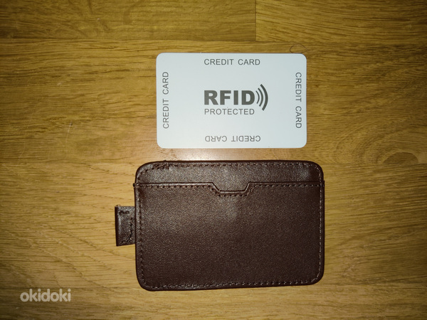 RFID-kaardihoidja tumepruun ehtsast nahast (foto #1)