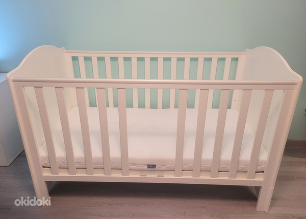 Детская кроватка с матрасом - Baby 70x140 Happy Animals White (фото #4)