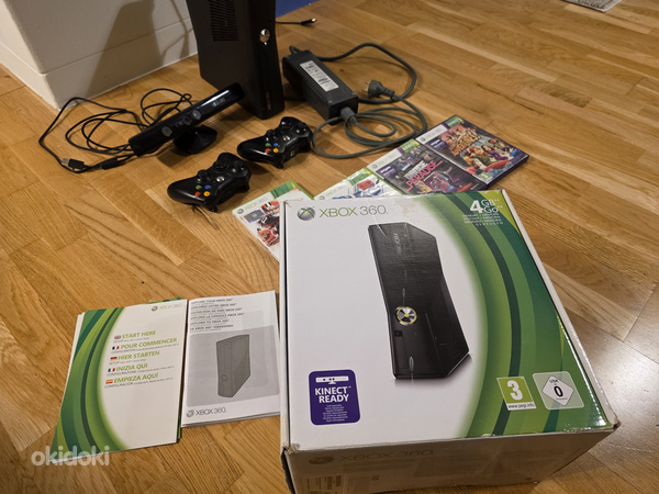 Игровая консоль Xbox360 + Kinect + 2 контроллера + адаптер + игры
