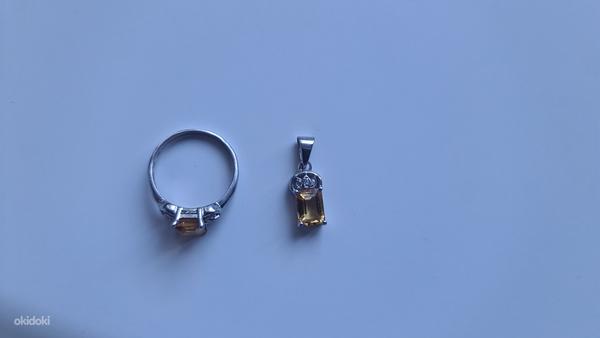 Новое серебряное кольцо и серебряное колье с цитрином (фото #1)