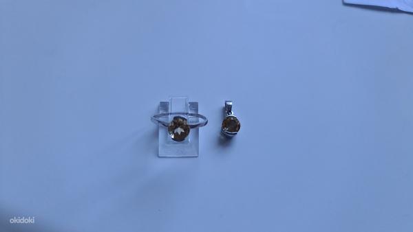 Новое серебряное кольцо и серебряное колье с цитрином (фото #4)