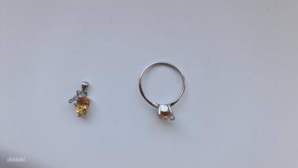 Новое серебряное кольцо и серебряное колье с цитрином (фото #6)