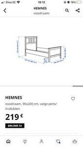 Hemnes voodi koos madratsiga (2 foto / 3)