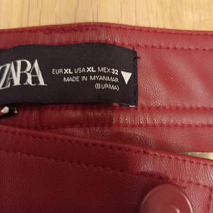 ZARA uued tumepunased nahksed püksid kõrge vööga, suurus XL (4 foto / 5)