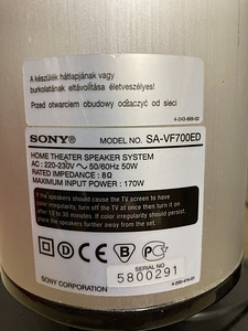 Kõlarid Sony sa-vf700ed (4 foto / 4)