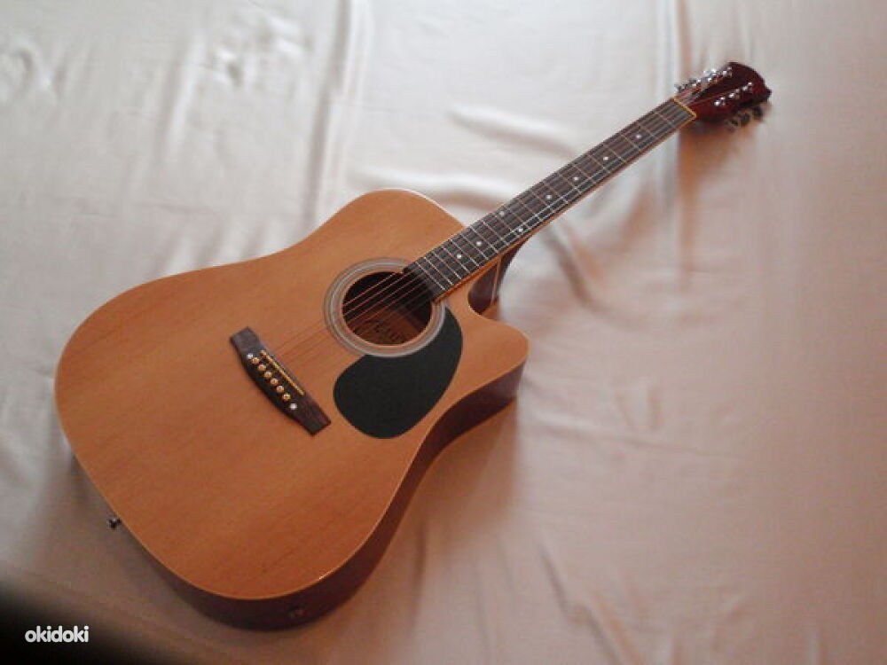 Elektroakustiline kitarr, kott ja rihm, metallkeeltega, uus (foto #1)