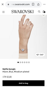 SWAROVSKI, Idyllia bangle Heart, Blue, Rhodium plated, US (4 foto / 4)