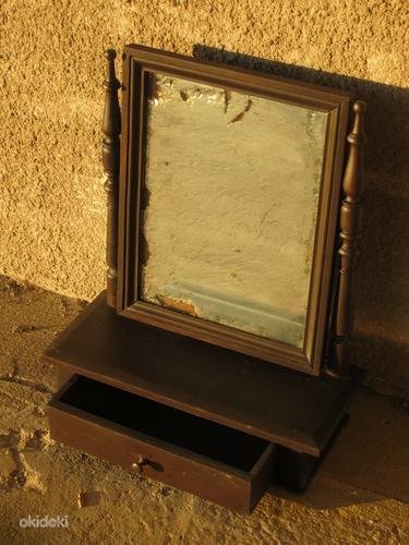 Антикварное настольное зеркало с ящиком (фото #2)