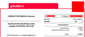 Властелина колец - 2 piletit - 03.02.2024 19:00 Tartu (2 foto / 2)