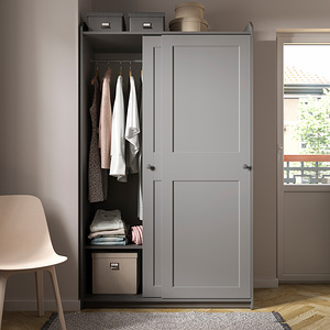 IKEA HAUGA lükandustega riidekapp, 118x55x199 cm, hall / Gra (5 foto / 8)