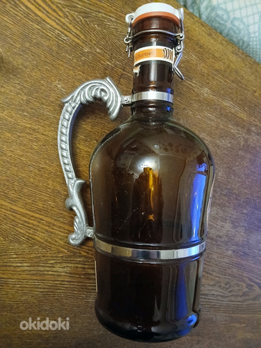 Suur vintage öllekann-öllepudel (klaas-metall),3 L ПИВНАЯ Б