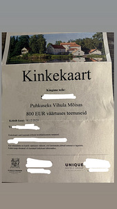 Kinkekaart puhkamiseks Vihula mõisas hinnaga 800€ (1 foto / 1)