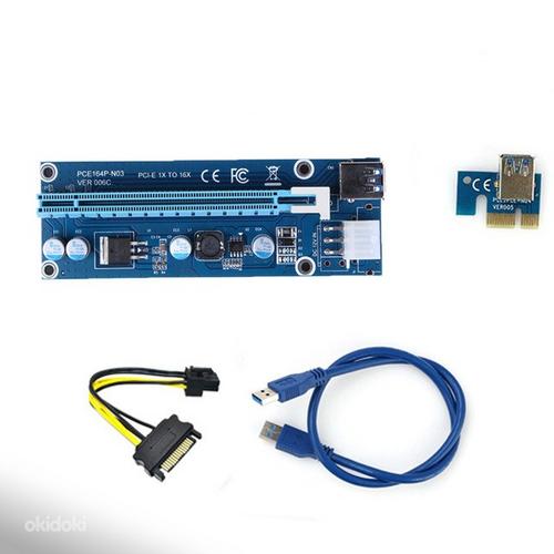 60CM USB 3.0 Cable PCI-E USB Riser 1X to 16X to 6pin + SATA (foto #1)