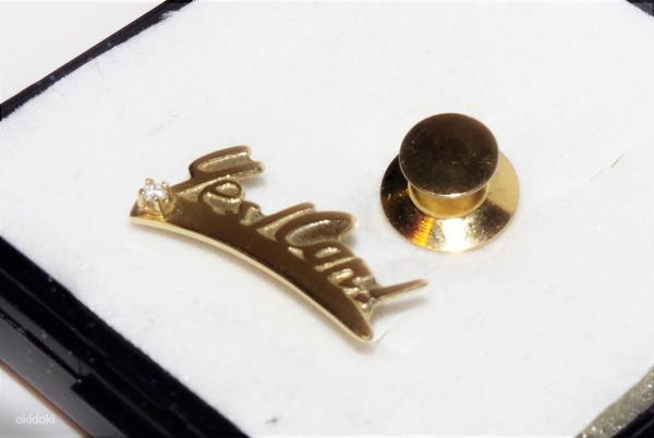 Золотая брошь с бриллиантом 585 пробы 1,07г (фото #3)