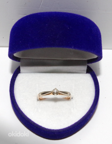 Золотое кольцо с бриллиантом, 585 пробы, вес 1.55 г (фото #1)