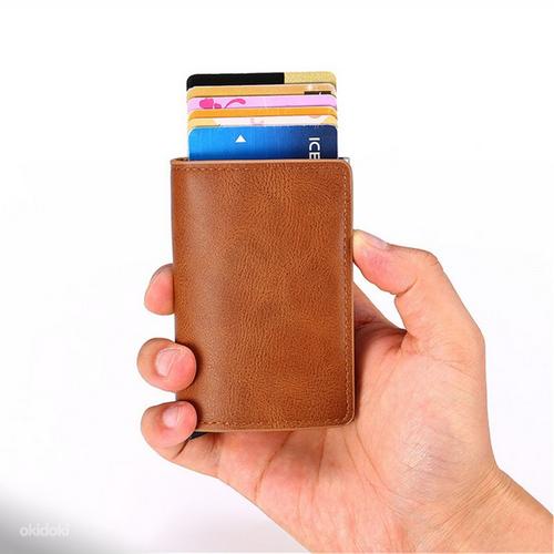 Очень удобный кожаный карман для карт (8шт) + карман для ден (фото #9)