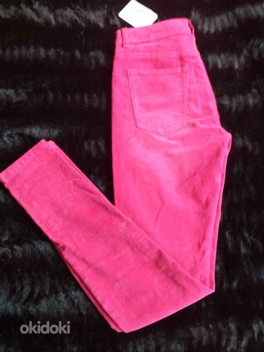 Новые бархатные брюки цвета фуксии, 34-36 (фото #2)