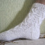 Вязаные вручную кружевные носки натуральный козий пух (фото #1)