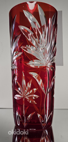 Ваза из двухцветного стекла "Лилия", стекло, ромбовидная оправа (фото #1)