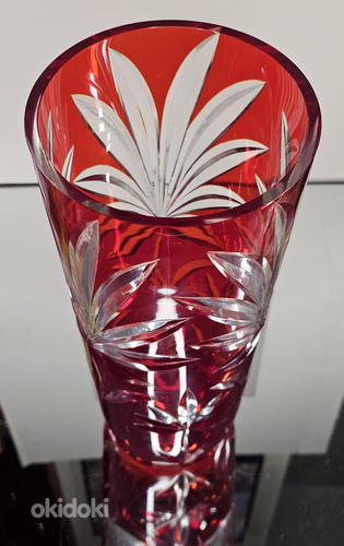 Ваза из двухцветного стекла "Лилия", стекло, ромбовидная оправа (фото #5)